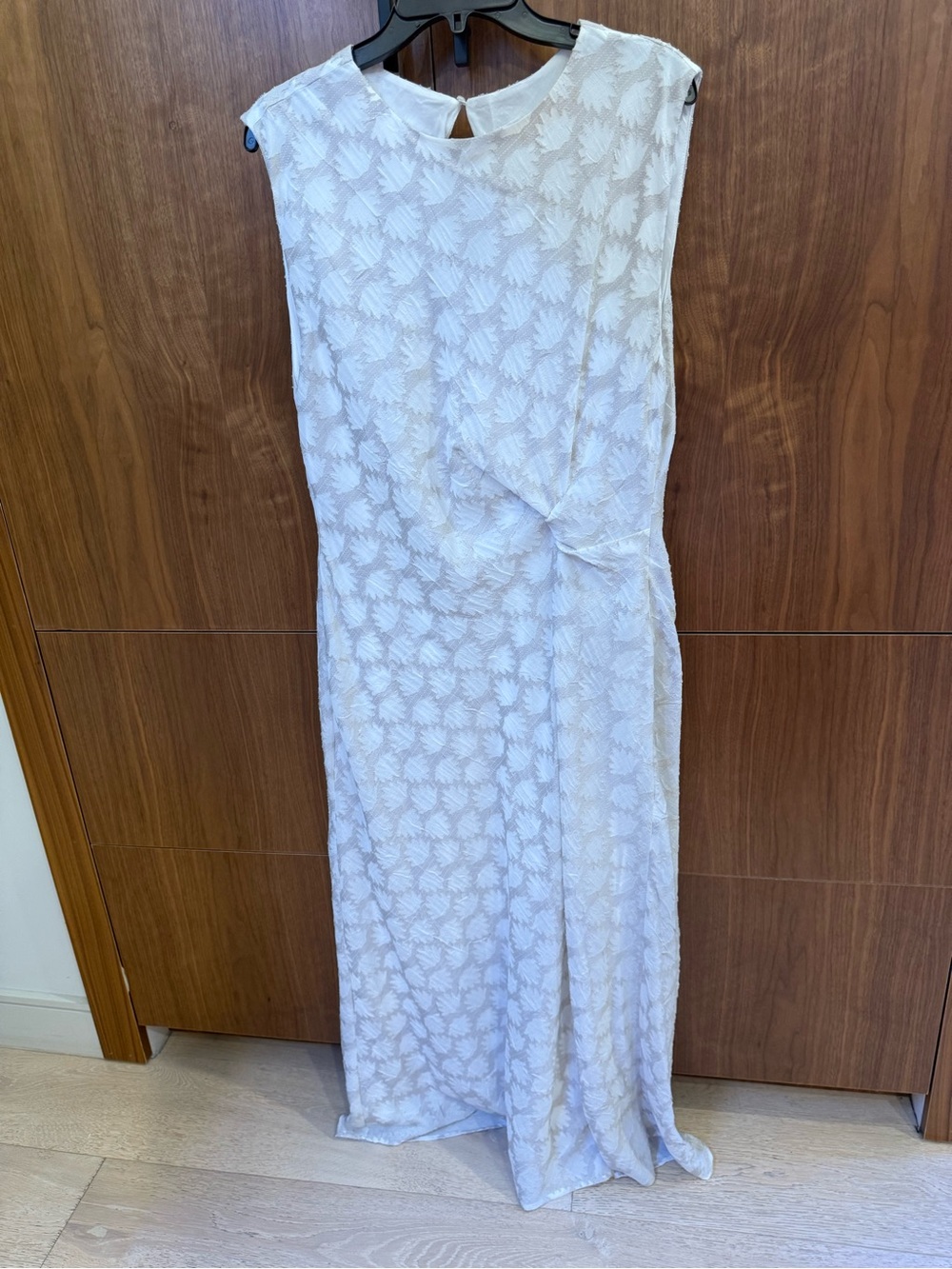 Zara White Textured Jacquard Twist Front Maxi Dress XL - Made in Morocco